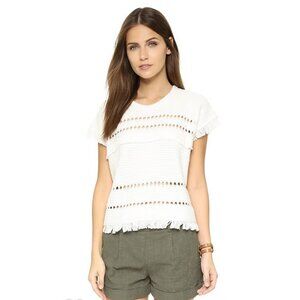 Madewell Short Sleeve Fringe Sweater in Ivory
